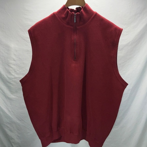 Carnoustie Golf‎ Vest 1/4 Zip Mock Neck Sleeveless Pullover Red L - Picture 1 of 7